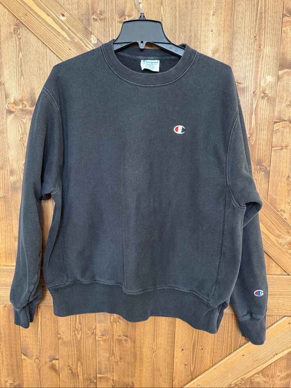 Champion Reverse Weave Men’s Large Black Crewneck Sweatshirt Y2K 2000s (9159)
